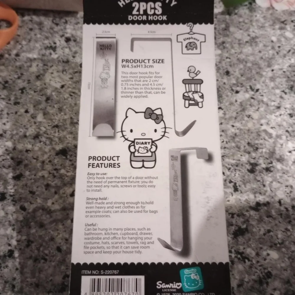 Hello Kitty Sanrio Metal Engraved Door Clothing Hooks